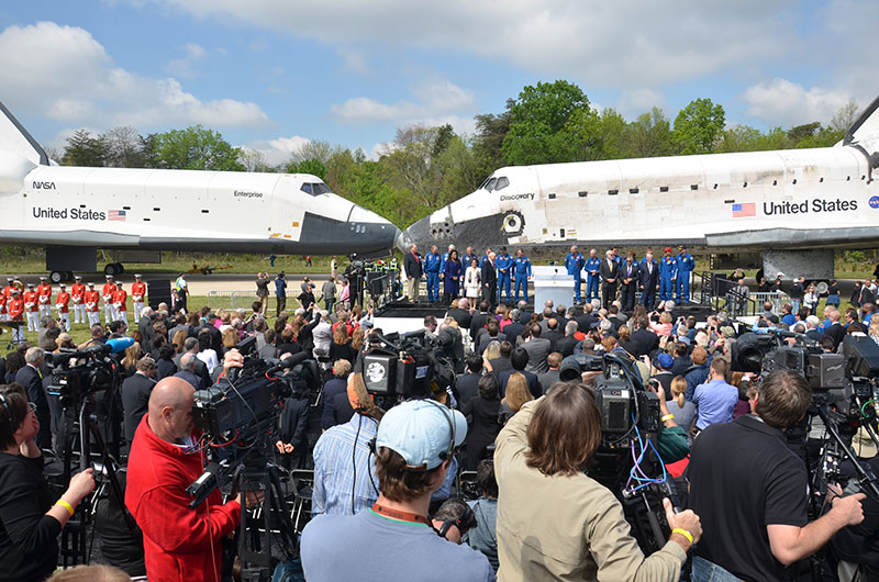 Final wheels stop: Space shuttle Discovery enters the Smithsonian