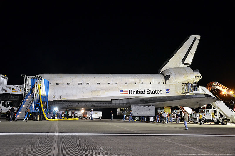 Post-last-landing walkaround of space shuttle Endeavour