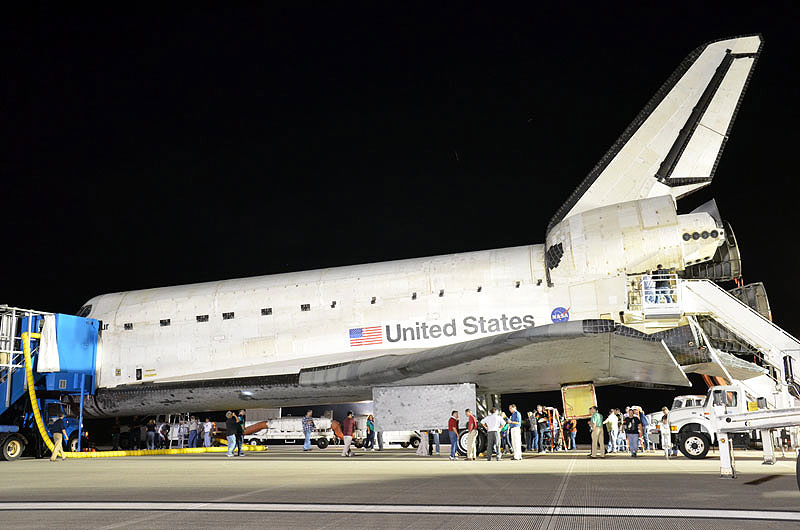 Post-last-landing walkaround of space shuttle Endeavour