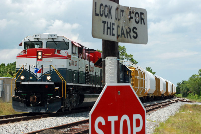 Final shuttle booster segments arrive by train