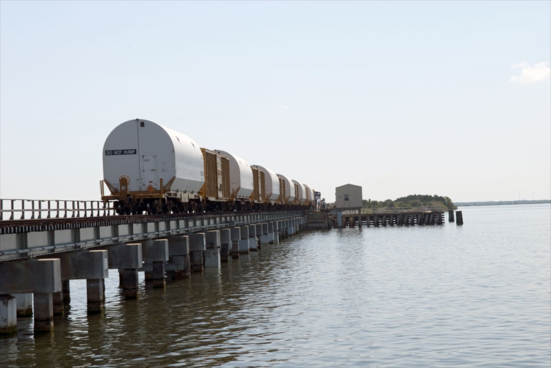 Final shuttle booster segments arrive by train