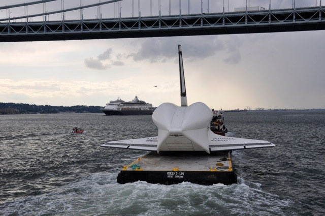 Space shuttle Enterprise damaged at sea, delivery to Intrepid delayed