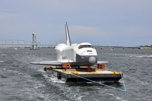 Space shuttle Enterprise damaged at sea, delivery to Intrepid delayed