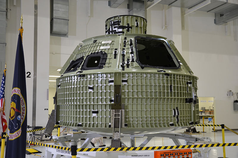 First space-bound Orion crew capsule arrives at NASA's launch site