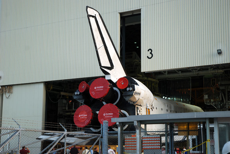 Space shuttle Discovery departs hangar for final flight