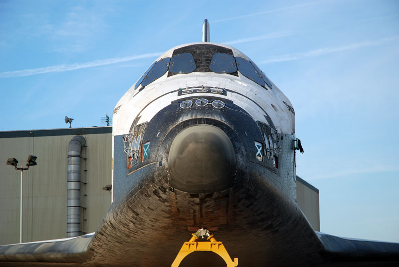 Space shuttle Discovery departs hangar for final flight