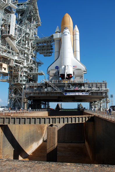 On the launch pad with space shuttle Discovery