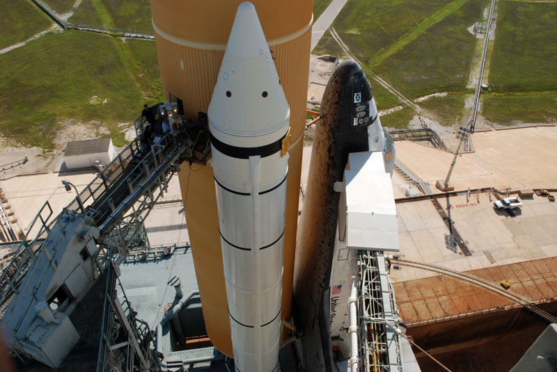 On the launch pad with space shuttle Discovery