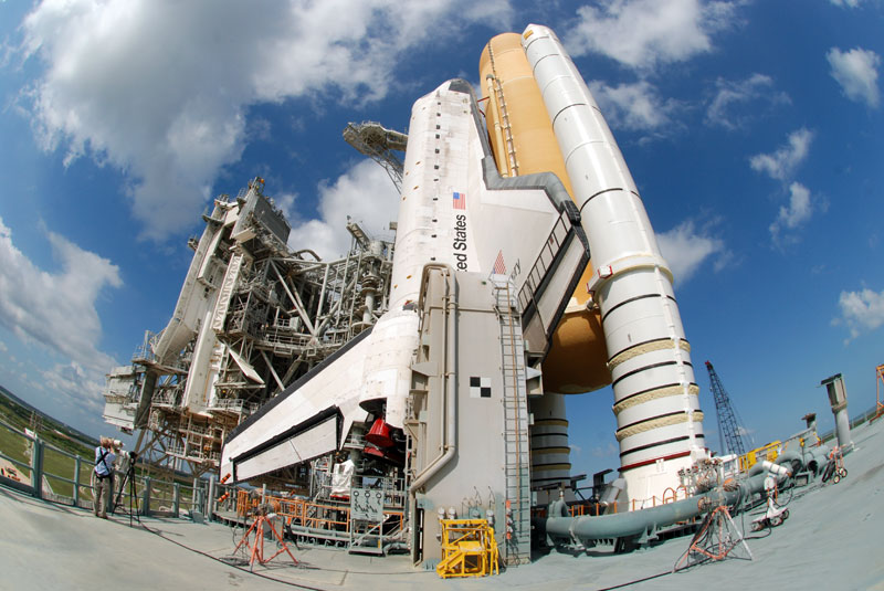 On the launch pad with space shuttle Discovery