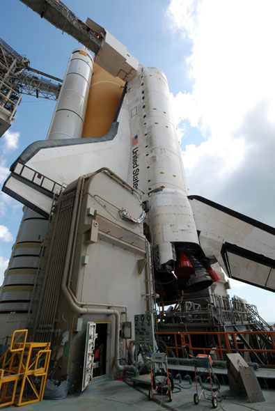 On the launch pad with space shuttle Discovery