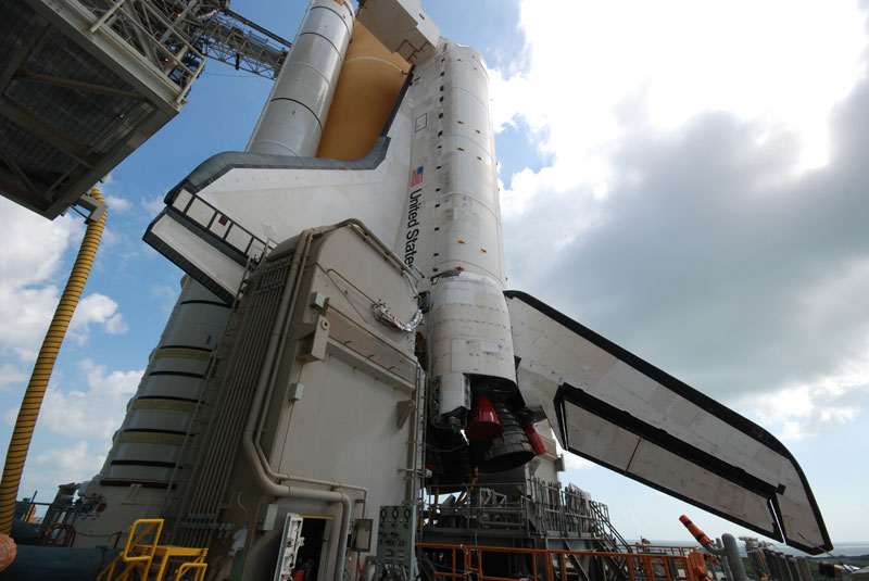 On the launch pad with space shuttle Discovery