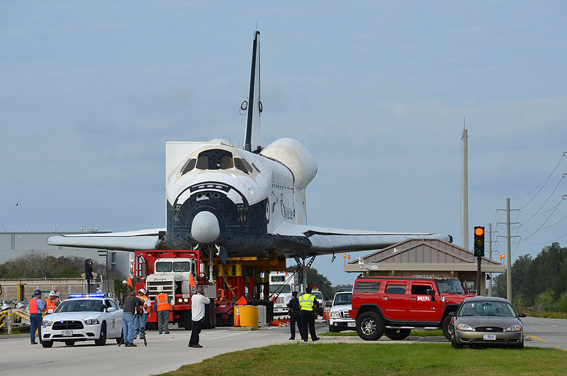 Mock space shuttle moved to make way for the real thing